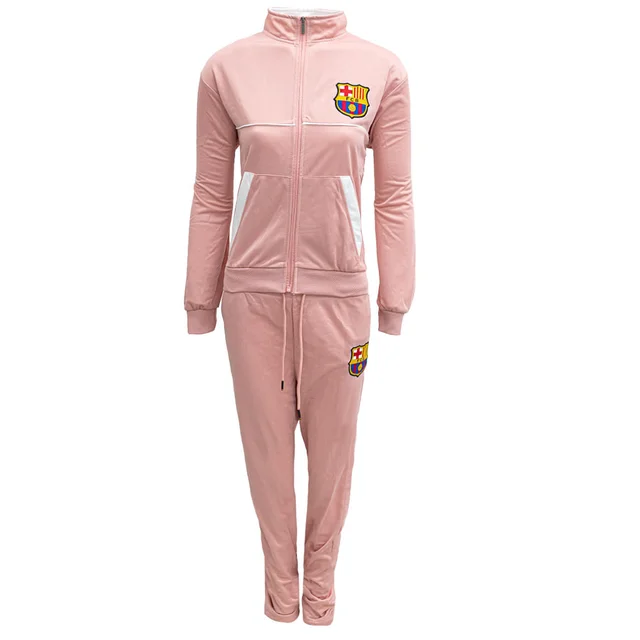 Agasalho Barcelona Feminino Rosa e Branco