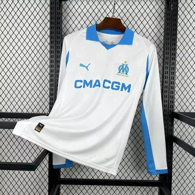 Camisa Olympique Marseille Home Manga Longa 25-26