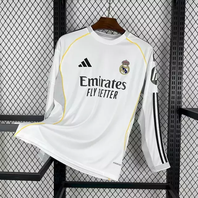 Camisa Real Madrid Home Manga Longa 2025