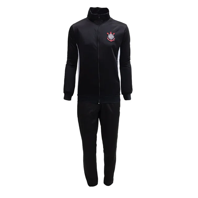 Conjunto Agasalho Corinthians Masculino Preto Moletom