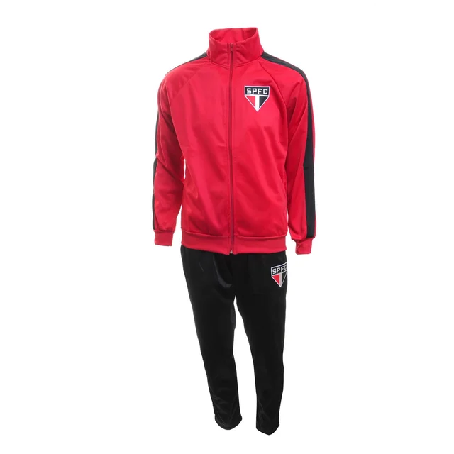 Conjunto Agasalho São Paulo Masculino Vermelho e Preto